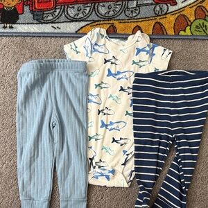 Carter's Shark Print Pajama Set - Blue, Navy, and White